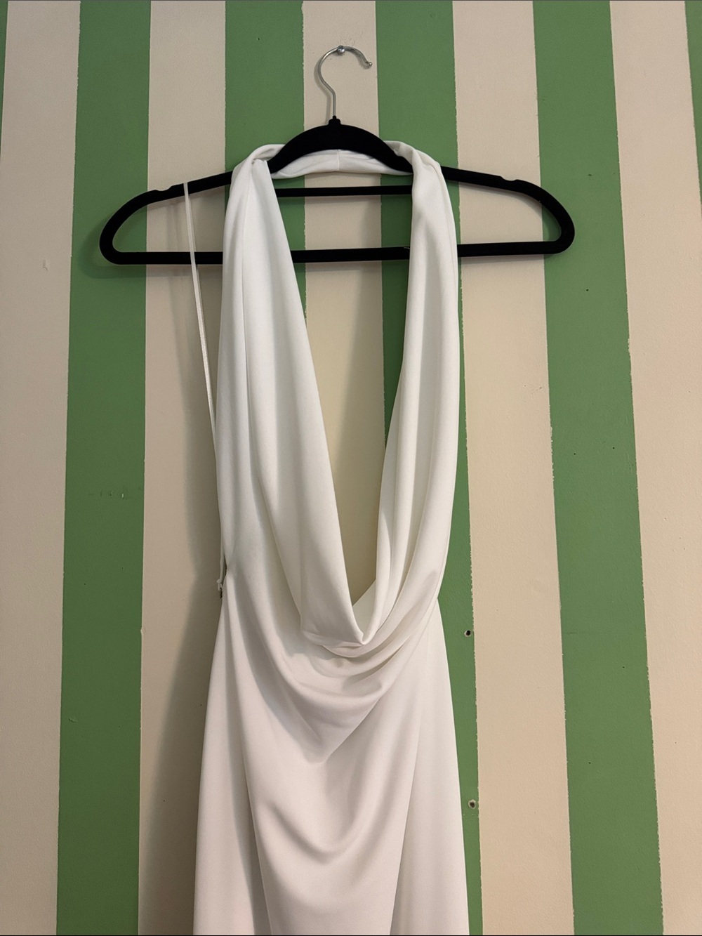 Zara White Backless Draped Halter Dress